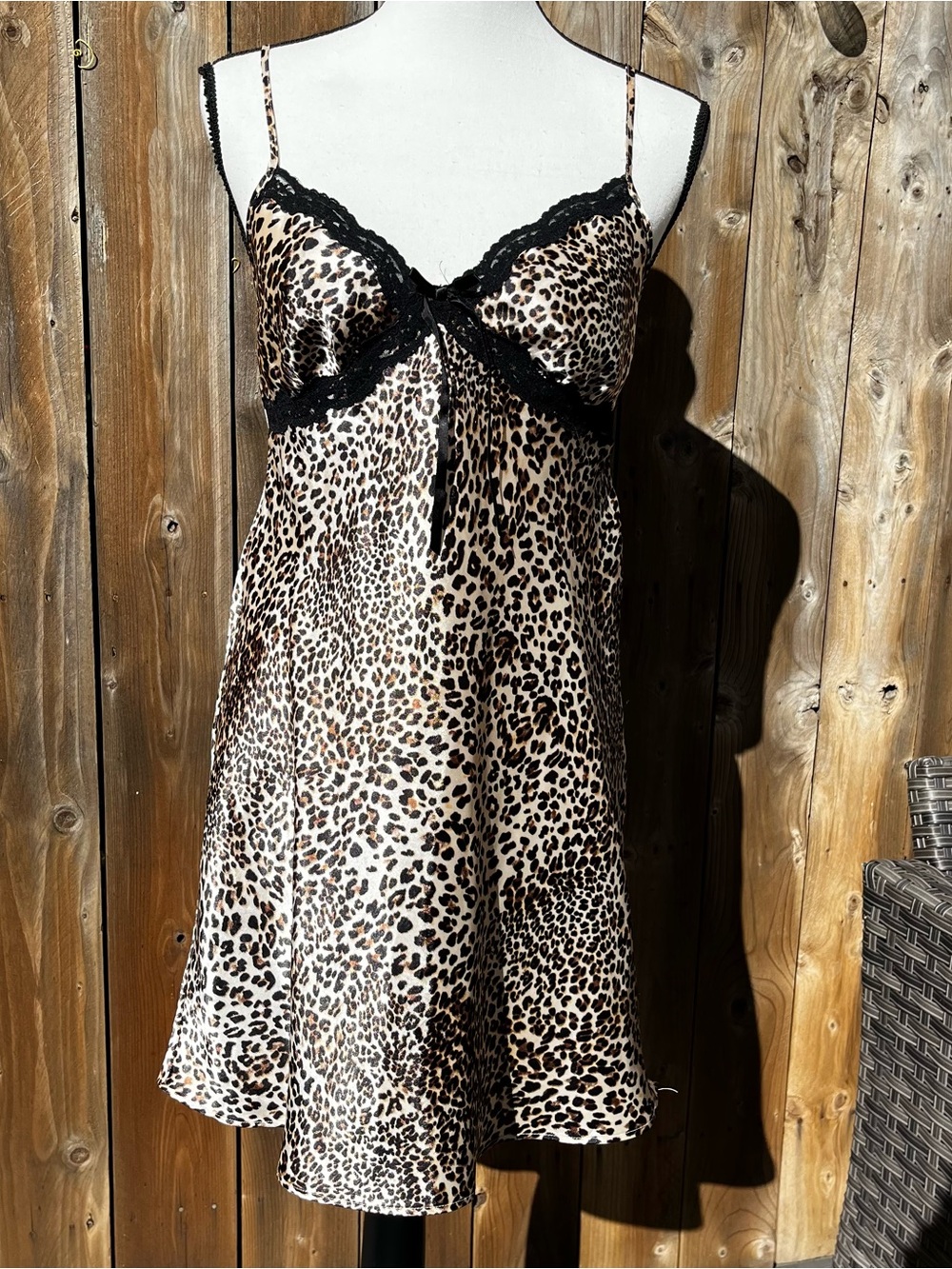 Y2K Linea Donatella Leopard Satin Chemise with Black Lace Accepting Offers!